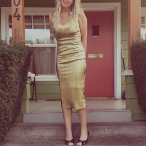 Gorgeous Gold Dress Pin Up Style, Size L